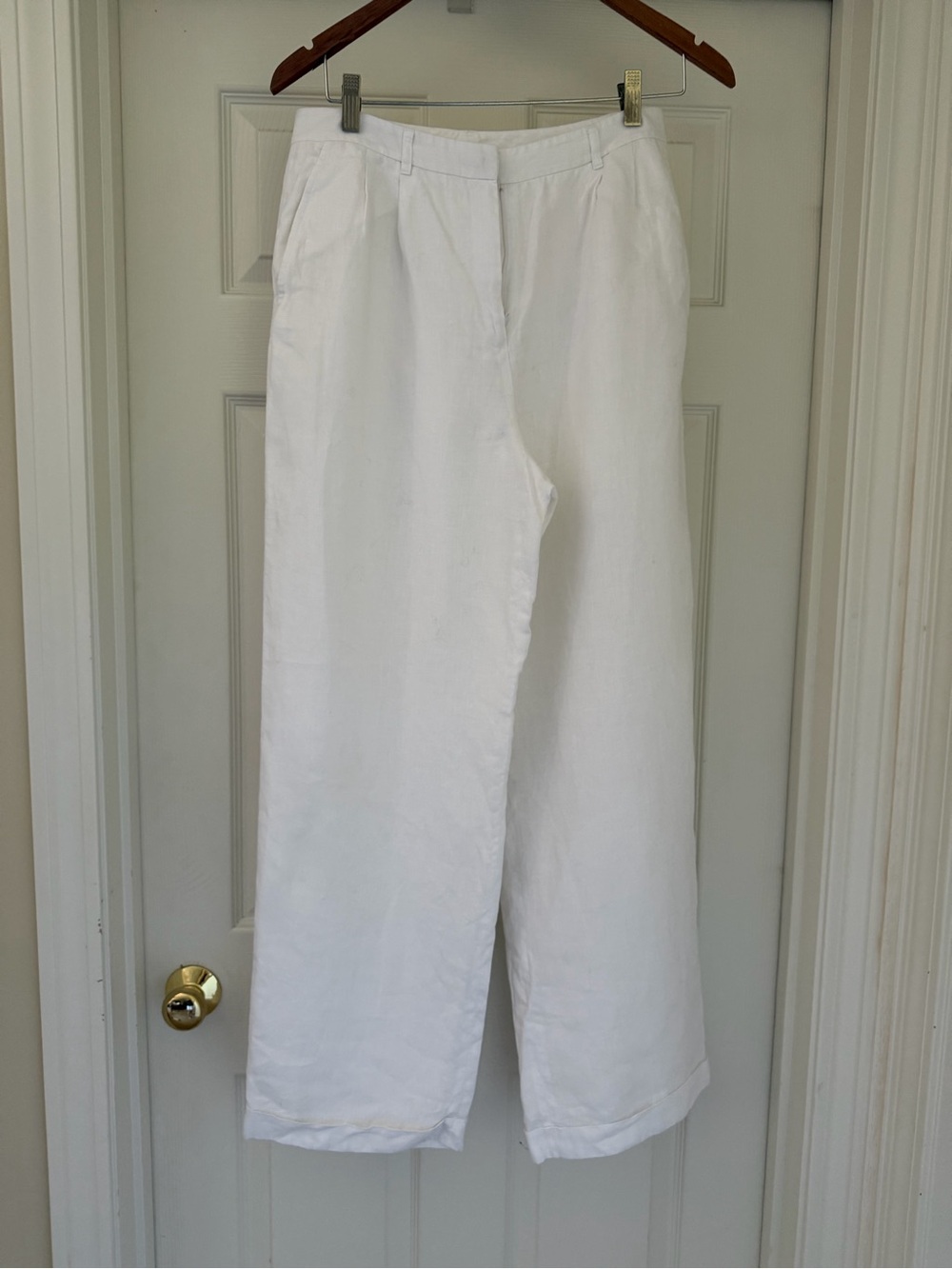 White Wide-Leg Linen Pants